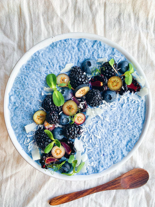 Pudín de coco y chía azul